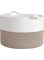 OFRANK XXXLarge Cotton Rope Basket 55 x 55 x 35cm Woven Baby Laundry Basket for Blankets Toys Storage Basket with Handle Comforter Cushions Storage Bins Thread Hamper (White &amp; Brown)