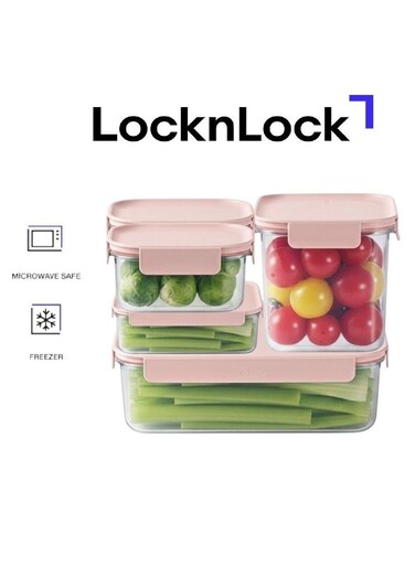 Classic Plus Pink 5-pcs Food Container Set (385ml x2, 910ml, 2L, 2.8L) &acirc;&euro;&ldquo; Airtight &amp; BPA-Free Containers