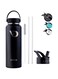 Insulated Water Bottle Stainless Steel 1200 ML 304-Double Wall-Sports Water Bottle-Wide Mouth Double Wall Thermos-Kids,Gym,Office Bottles,2 Straws &amp; 1 Brush- (BLACK-1200ML)