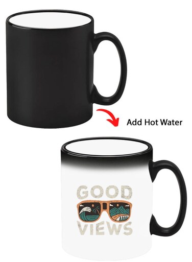 Color Changing Heat Sensitive Ceramic Mug, Image Revealed When HOT Liquid is Added! Good views