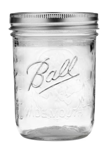 Wide Mouth Glass Jars with Lid and Band, 473 ml (16 fl oz) Each, Non-Slip Jar Opener Included