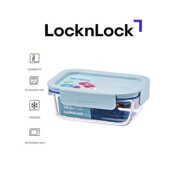 LocknLock Clear Glass Rectangular 160ml Mint &ndash; Airtight, Heat-Resistant, BPA-Free Food Storage Container