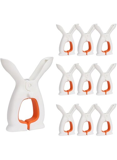 10PCS Drying Quilt Clips,Clothespins, Balcony Windproof Clips,Rabbit Ear Drying Quilt Fixing,Soft material, no damage to clothing (Large-White Orange)
