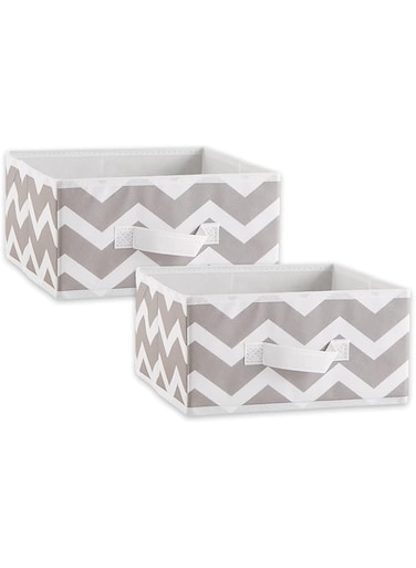 DII Non Woven Polyester Storage Bin, 11x11x5.5-inch, Chevron Gray, 2 Piece
