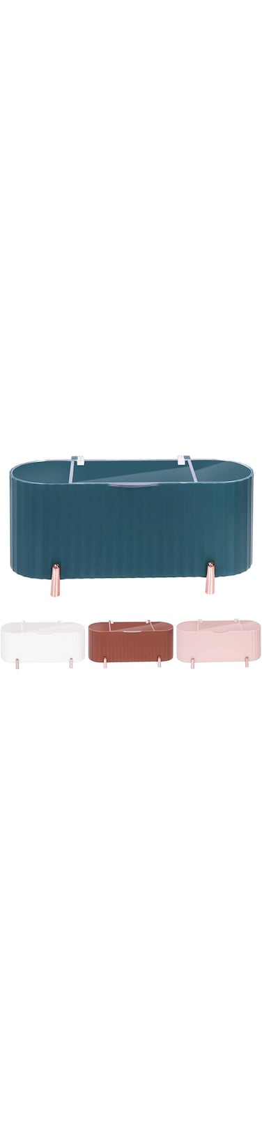 Swpeet 1 Pack 3 Grids Green Plastic Separate Cotton Swabs Dispenser with Detachable Partition, Cotton Ball Holder with Clear Lid, Jar for Cotton Pads Bathroom Organizer Canisters