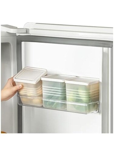 Refrigerator Organizer Box, Fridge Side Door Storage Containers Plastic Translucent with White Lids,6 Piece