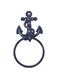 Handcrafted Nautical Decor Rustic Dark Blue Cast Iron Anchor Towel Holder 8.5" - Cast Iron Decoration - an