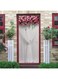 bpa 3D Stickers Waterproof Door Stickers Door Mural Self Adhesive Wallpaper PVC Sticker Removable Wall Decal for Home Office Decoration White Curtain and Pink Flowers Pattern 30.3" W 78.7" H