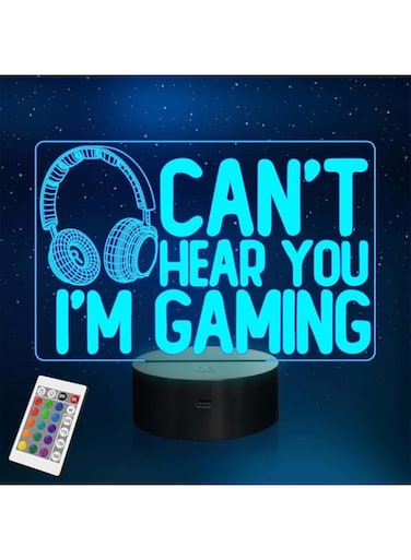 Gamer Lights, Can't Hear You I'm Gaming Night Light, Headset Graphic Video Games Gamer Gift Funny 3D Illusion Lamp, 16 Colors Changing Touch and Remote Control for Men Gamers Teenagers and Kids