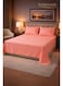 3&acirc;&euro;&lsquo;Piece Striped Microfiber Flat Bed Sheet Set Super King 240x260cm &acirc;&euro;&ldquo; Soft Breathable Flat Sheet with 2 Pillowcases 50x70cm, Peach Microfiber Peach 240x260cm