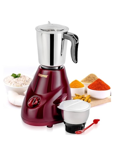 Geepas 2-IN-1 Mixer Grinder- GSB44091  550W Powerful Motor, Stainless Steel Jars and Blade  Ergonomic Grip and Equipped with Overload Protector  Perfect for making Smoothies, Milkshakes, Etc