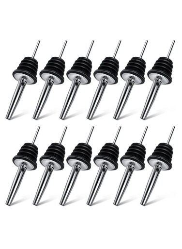 Speed Pourers For Spirits, 12Pcs Stainless Steel Liquor Spirits Pourer Bar Accessories Dispenser Wine Alcohol Olive Oil Syrup Vinegar Bottles