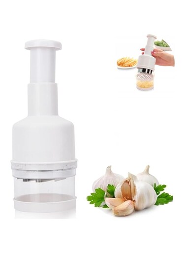 Azonee Food Chopper, Manual Vegetable Chopper, Fruit Chopper, Garlic Chopper, Hand Press Chopper for Onion, Garlic, Nut, Manual Food Chopper for Kitchen, Dishwasher Safe (White)