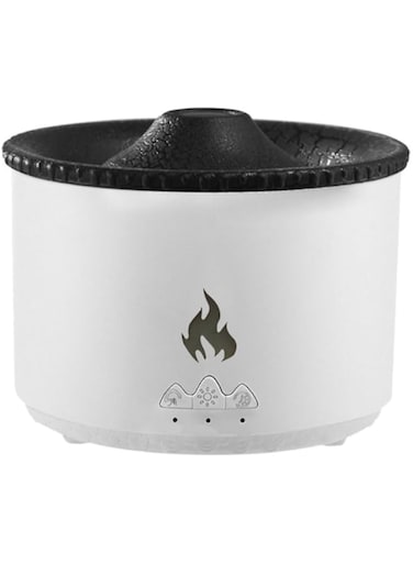 YU WELL Volcanic Flame Aroma Essential Oil Diffuser,USB Portable Air Humidifier with Smoke Ring 360ml Capacity (White)