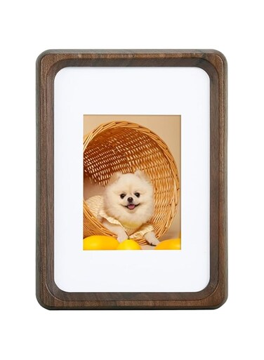 Azonee 3.5x5 Inch Wooden Cute Mini Photo Frame, Natural Walnut Wood Picture Frame with Mat for 5x7cm Photos, Made of Solid Wood and High Definition Glass, Tabletop Display for Home Decor