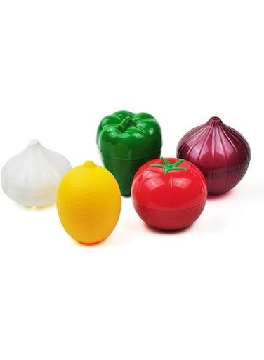 OUKEYI 5-Piece Set Fruit Container Refrigerator,Onion Storage, Vegetable Storage, Onion, Lemon, Green Pepper, Tomato, Garlic Storage Container, Refrigerator Preservation