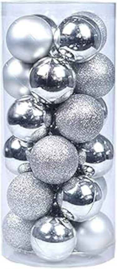 24 pcs 6 cm Christmas Tree Ball Bauble Hanging Ornament Christmas Decoration Home Silver