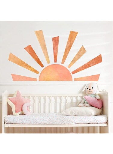 Laoyello Large Half Sun Wall Decals Boho Nursery Sunshine Wall Stickers Toddler Play Room Wall Decor