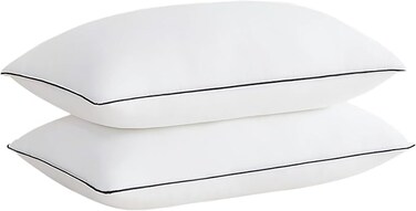 Cooling Bed Pillows for Sleeping, Luxury Hotel Quality 3D Microfiber Filling with Breathable Cover for Side Back and Stomach Sleepers, Reduces Neck Pain, Queen (Pack of 2), Black 2 Count