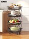 4-Tier Large Capacity Metal Wire Fruit And Vegetable Storage Basket with Wheels,Foldable Shelves Organizer For Kitchen &iuml;&frac14;&OElig;Basement and Pantry&iuml;&frac14;&OElig;No Assembly Required Storage Rack(Black)