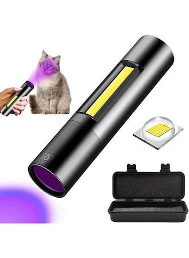 HUHKOUAE Wood's Lamp Portable,UV Black Light for Pet Dog/Cat Care,cat Ringworm Detector, Pet Urine Detector, with Portable Buckle and Magnetic Back Cover (Woods lamp with Side Light)