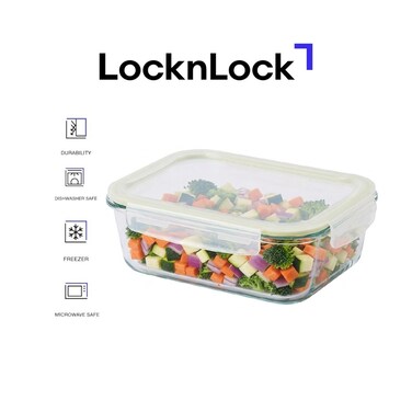LocknLock Fresh Oven-Safe Glass Rectangular Container 1040ml &ndash; Airtight, Leakproof &amp; Heat-Resistant