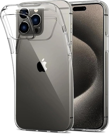 Muzz Crystal Clear Case for iPhone 15 Pro, Silicone, TPU Material, Ultra Thin, Transparent (iPhone 15 Pro)