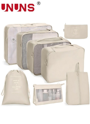 Packing Cubes,8 Pack Travel Luggage Organizers Storage Bags For Travel,Various Sizes Packing Cubes For Suitcases,Travel Accessories Essentials,Light Travel Cubes For Carry On Suitcases,Beige