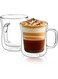 12oz Double Wall Glass Coffee Mugs Set of 2, Thermal Insulated Borosilicate Glass Cappuccino Cups with Handle for Tea, Coffee, Latte, Cappuccino, Hot and Cold Drinks