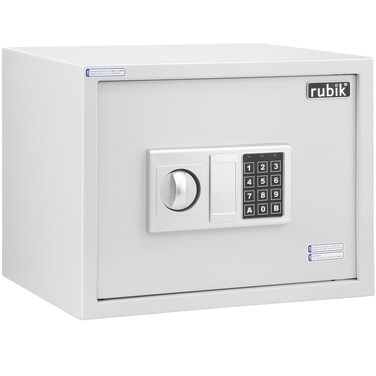 Rubik Safe Box, Large A4 Documents Size Safety Locker with Digital Keypad and Key Lock for Cash Jewelry Passports Home Office (Size 30x38x30cm) White