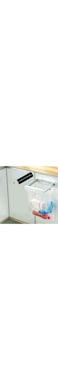 Foldable Hanging Trash Bag Holder, One Button to Fold Garbage Bag Holder with A Roll of Garbage Bag, Over the Cabinet Trash Can Wall Mounted Garbage Bag Holder (White)