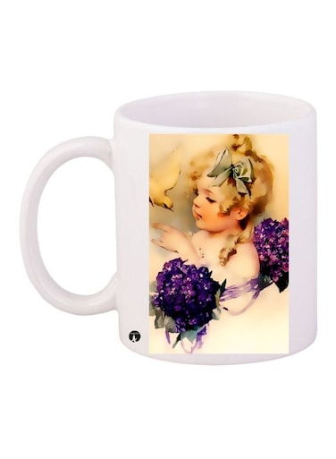 Child Printed Coffee Mug White/Brown/Purple