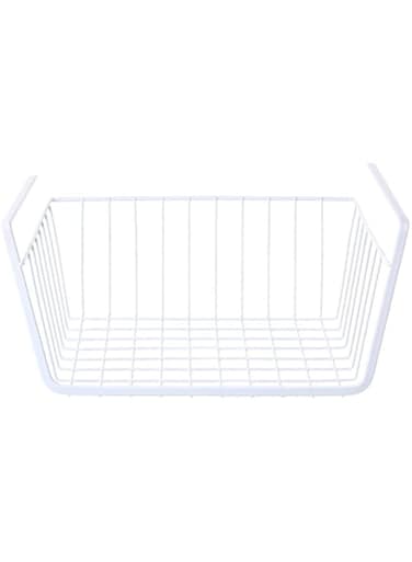 Dubai Gallery Metal Wire Under Shelf Hanging Storage Basket White 32Centimeter