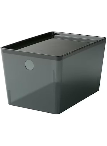 Digital Shoppy KUGGIS Box with lid, transparent black, 18x26x15 cm (7x10 &frac14;x6)