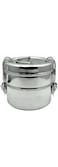 RAJ RK Stainless Steel 3 Tier Clip Tiffin , 8-Inch X 2-Inch Size , RK0127 , Containers , Lunch Box , Tiffin- Grey