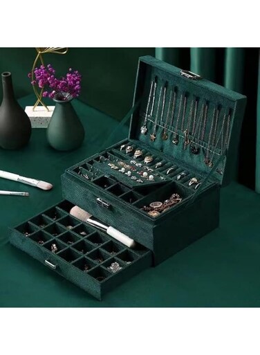 URbazaar Jewellery Box Large,Travel 3-Layer Jewellery Box Organiser with Lid for Rings Earrings Necklace Bracelets with Lock Jewelry Holder,Jewelry Storage Case for Girls Women