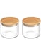Blackstone Set of 2 Glass Storage Canisters with Airtight Wooden Lids YK4101 (450ML)