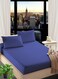 Navy Blue Queen Size Striped Bed Sheet Set Cotton 180x200+25cm