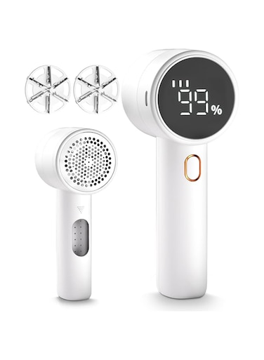 Peiyuu Fabric Shaver, Lint Remover Rechargeable, Electric Portable Sweater Defuzzer with 3 Speeds, 6 Leaf Blades, Digital LED Display to Remove Pilling for Clothes, Furniture, Sweater, Couch, Blanket