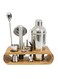 East 10-Piece Stainless Steel Bar Stylish Tool Set with Acacia Wood stand- Perfect Home Bartending Kit and Martini Cocktail Shaker Set For an Awesome Drink Mixing Experience