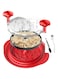 THE WHITE SHOP Chicken Shredder Tool Twist Large, Visible Chicken Breast Shredder, Meat Shredder Tool Twist with Separate Plate, Brush, Mat, Food Tongs, Ergonomic Handle, Dishwasher Safe(Red)