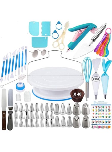 ARTC Cake Decorating Kit, Baking Supplies With 11 Inch Cake Turntable, Icing Tips, Cake Spatulas, Pastry Tools, Cutter, Cake Nozzles for Beginners and Professional (207 PCS)