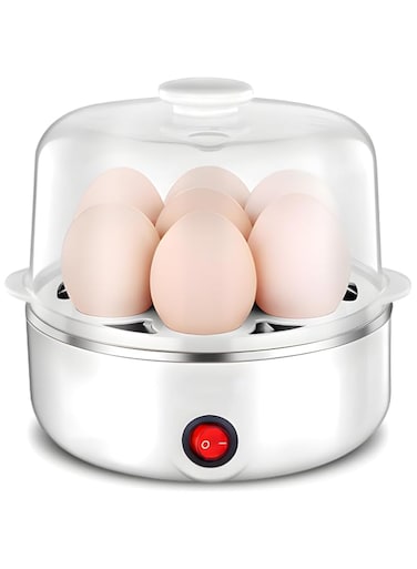 DUKASOU Rapid Egg Cooker with Tray,Electric Egg Boiler Egg Steamer Boiled Poached Rapid Egg Cooker with Automatic Shut Off-7 Eggs Capacity with Water Measuring Cup