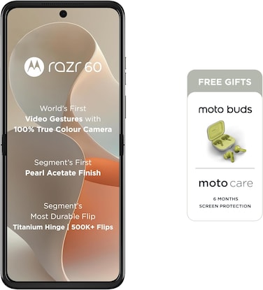 موتورولا رازر 60، شريحتين (1 نانو + 1 eSIM)، 8 جيجابايت رام، 256 جيجابايت، الجيل الخامس، لون بانتون لايتست سكاي - إصدار الشرق الأوسط (مع هدايا مجانية)