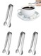 4pcs Mini Ice Tongs Sugar Tongs Stainless Steel Small Serving Tongs Appetizers Tongs for Coffee Tea Sugar Candy Ice Cube Party Bar Kitchen 10.5cm