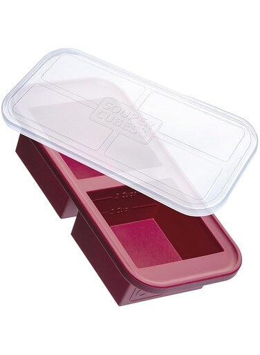 Souper Cubes 2 Cup Silicone Freezer Tray With Lid - Easy Meal Prep Container and Kitchen Storage Solution - Silicone Mold for Soup and Food Storage - Cranberry - 1-Pack