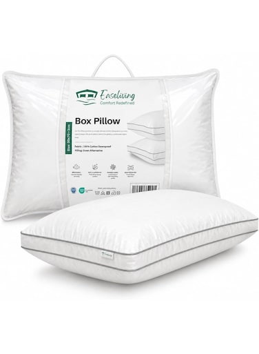 Premium Hotel Collection Box Pillow for Sleeping &acirc;&euro;&ldquo; Firm Back and and Side Sleeper Bed Pillow for Neck and Shoulder Support, 100% Downproof Cotton, Down Alternative Fill (50x70 cm)