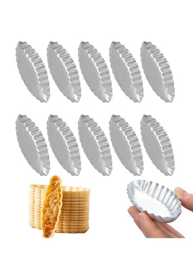 seven 10 Aluminum Egg Tart Moulds - Boat Shape Baking Pans for Puddings, Cakes, and Pastries. Reusable DIY Cake Decor Tools for Perfect Treats!