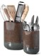 Utensil Holder, 7.3"+5.4" Ceramic Kitchen Utensil Holder for Countertop, Large Cooking Utensil Crocks for Kitchen Counter, Utensil Organizer for Spatula, Set of 2(Brown)