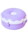 Twisoo Donut Plastic Lunch Box - Double Decker, BPA Free, Leakproof, Clip Lock, 3 Compartments, with Spoon &amp; Fork, Perfect for Kids&#39; Snacks and School Lunches (Purple)